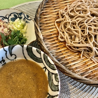 在宅ランチ♪ごま香る香味たっぷりのつけ蕎麦